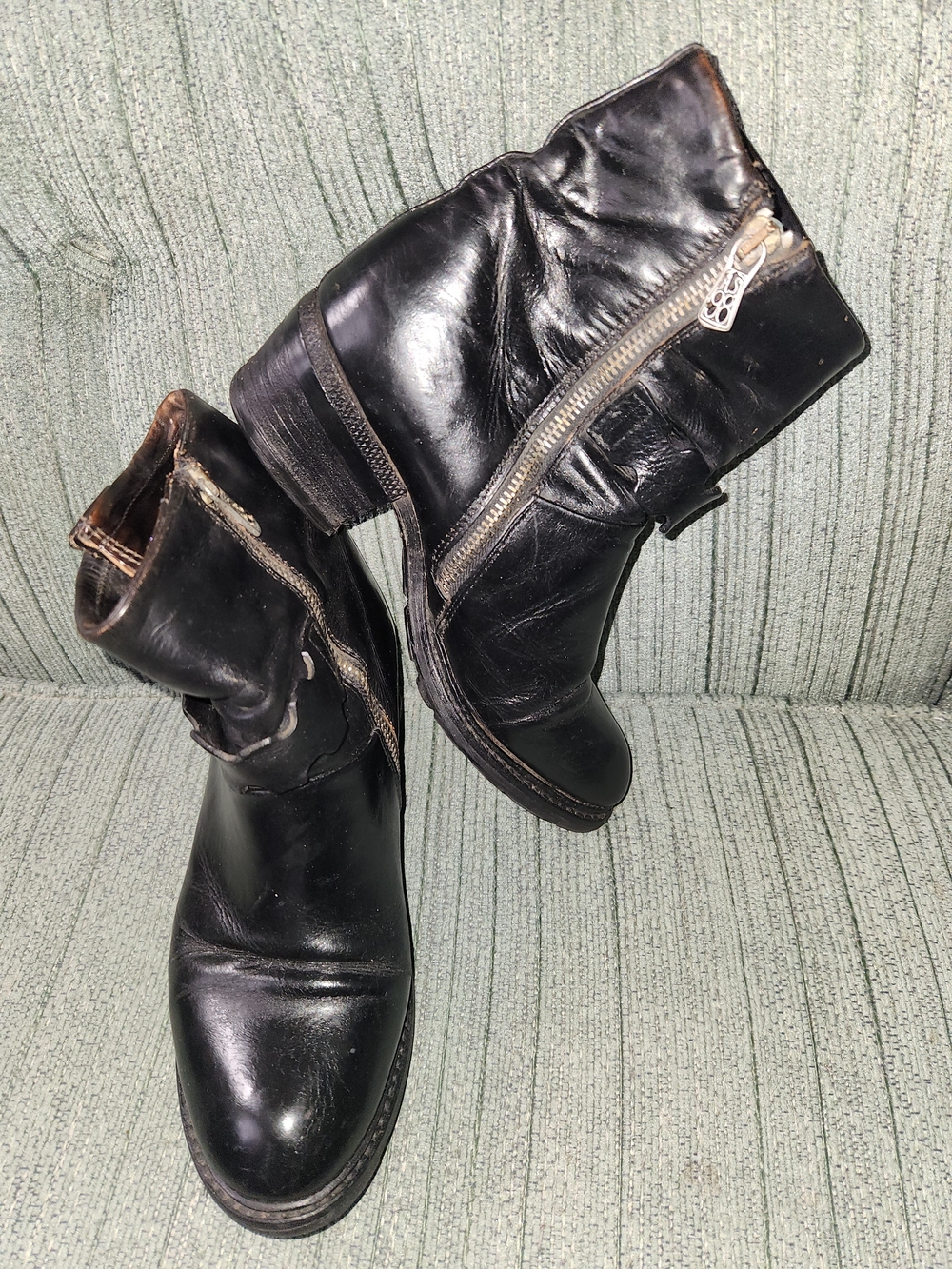 🍉A.S.98 Women's Black Leather Zip Combat Boots